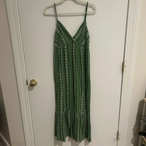 zara green embroidered dress ZARA NEW SS24 WOMEN OPENWORK EMBROIDERED MIDI MID GREEN DRESS : 3229/472